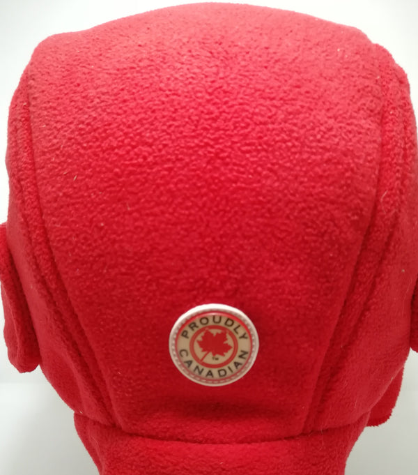 Proudly Canadian Red Fleece Hockey Helmet Logo