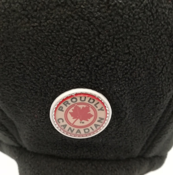 Proudly Canadian Black Fleece Hockey Helmet Logo